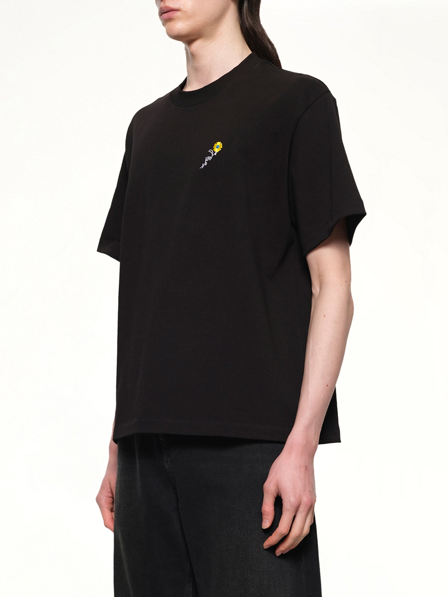 Floral Embroidered T-Shirt in Black