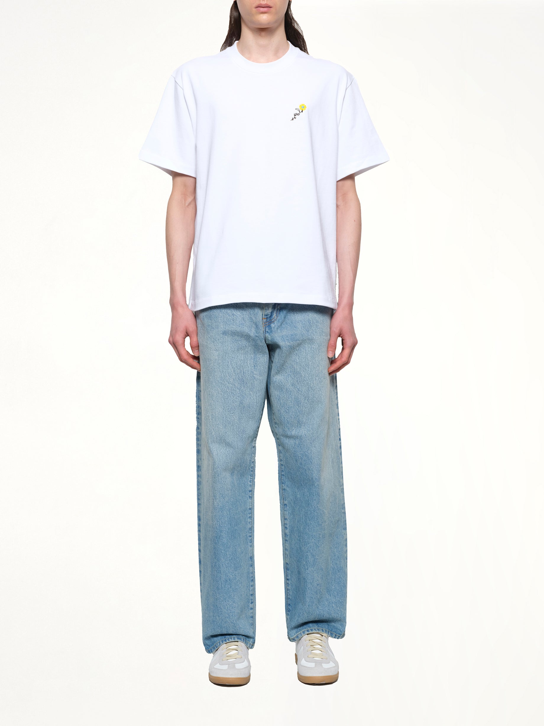 Floral Embroidered T-Shirt in White