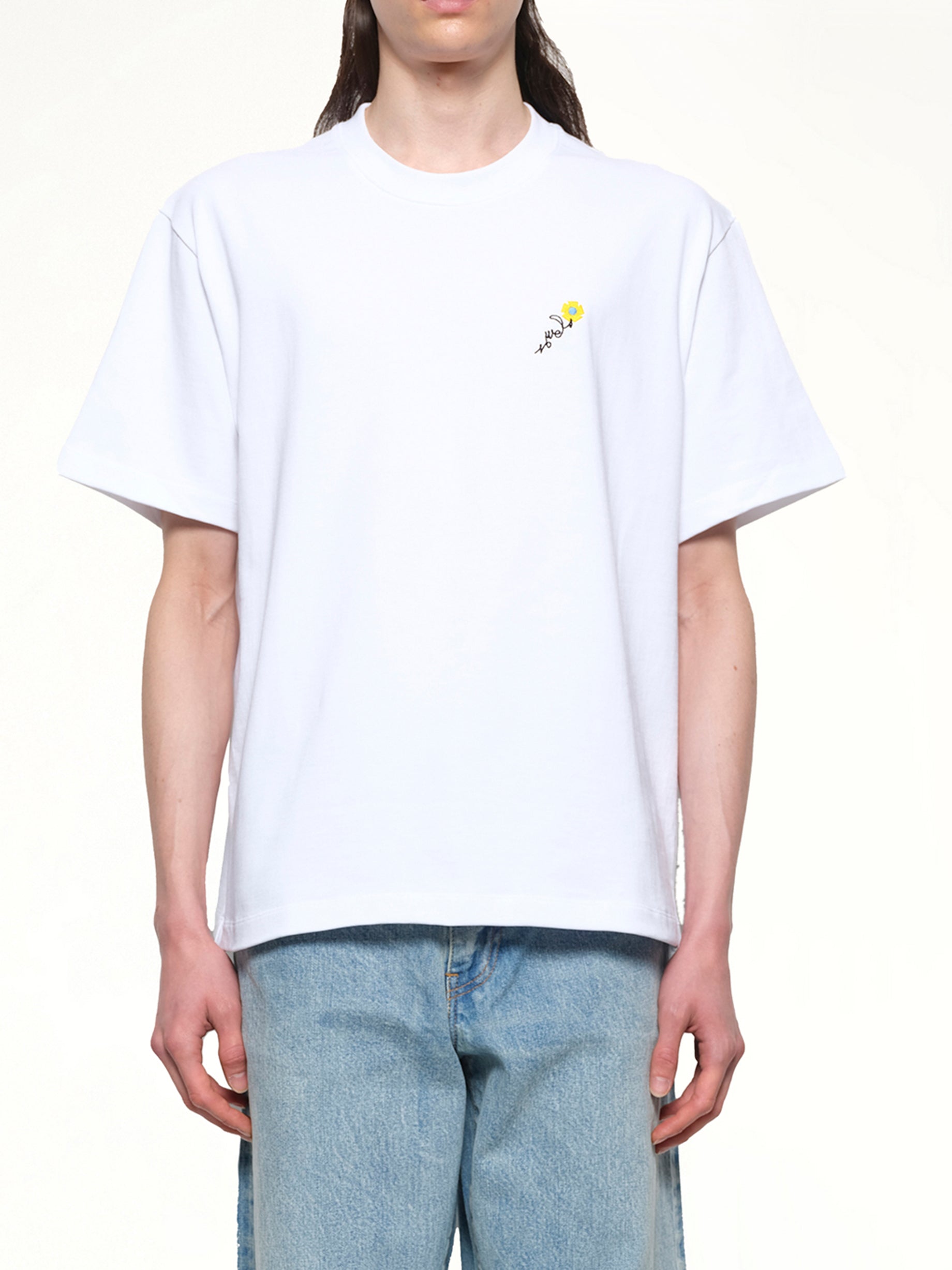 Floral Embroidered T-Shirt in White