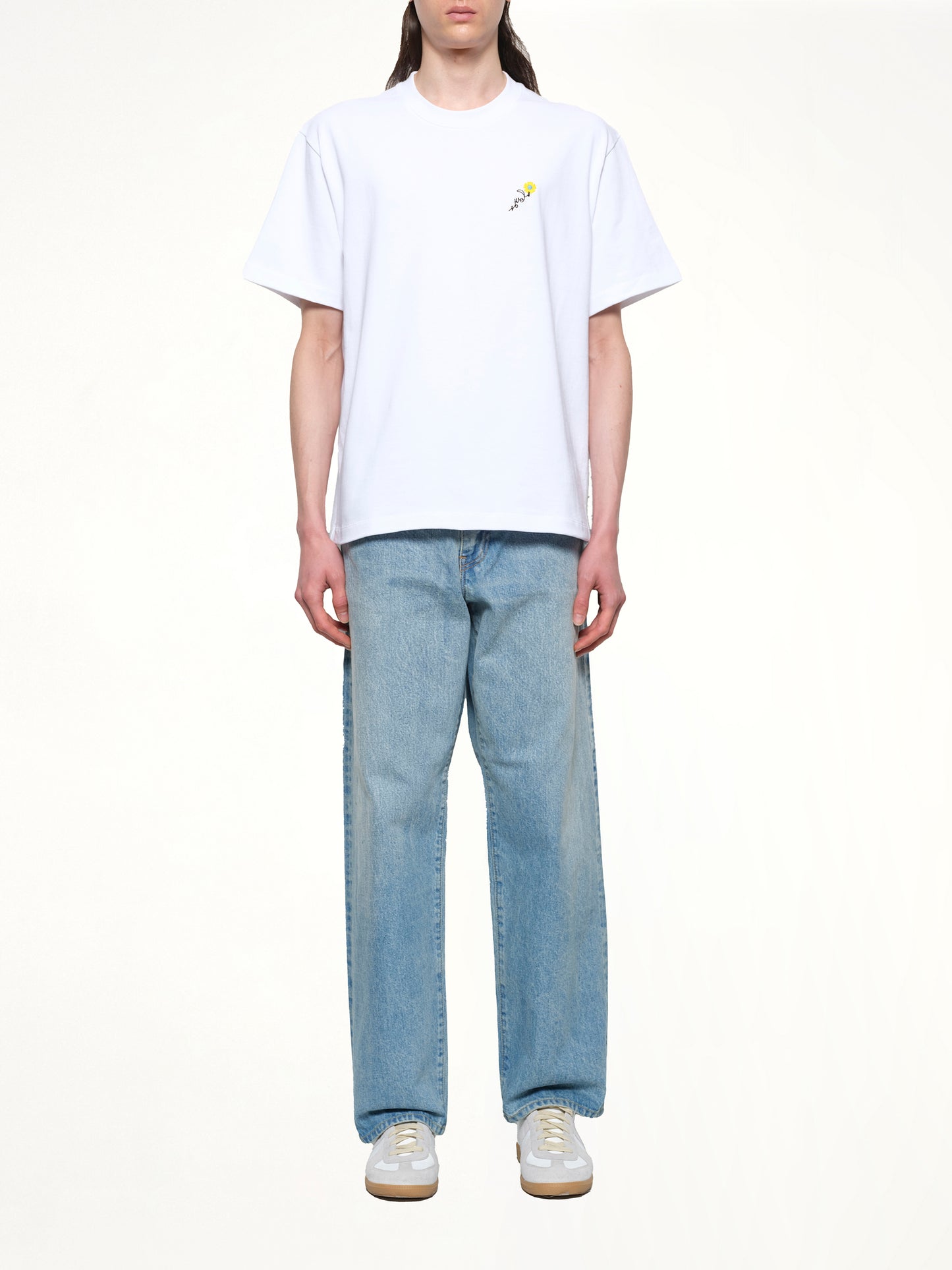 Floral Embroidered T-Shirt in White