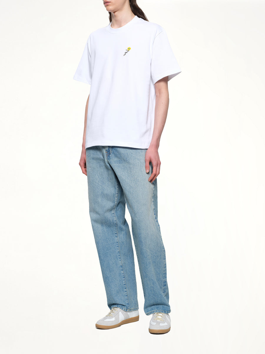 Floral Embroidered T-Shirt in White