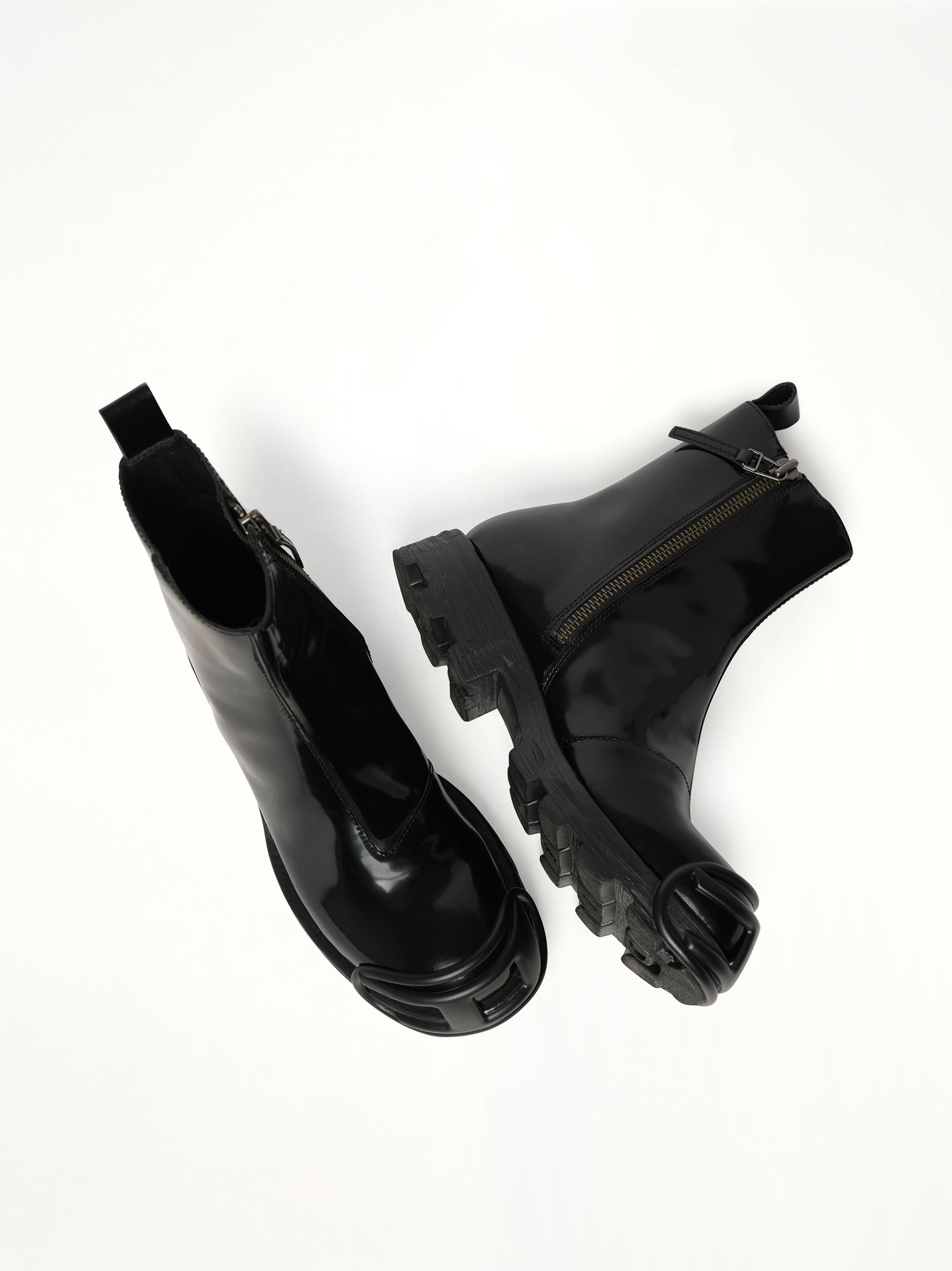 D-HAMMER Zip Boots in Black Top View | DIESEL
