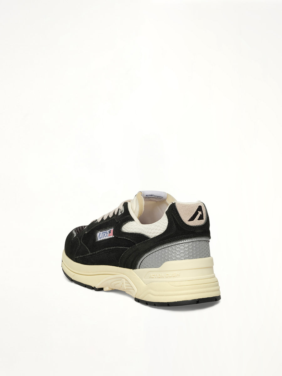 Hyperway Low Sneaker in Black/Silver Back View | AUTRY