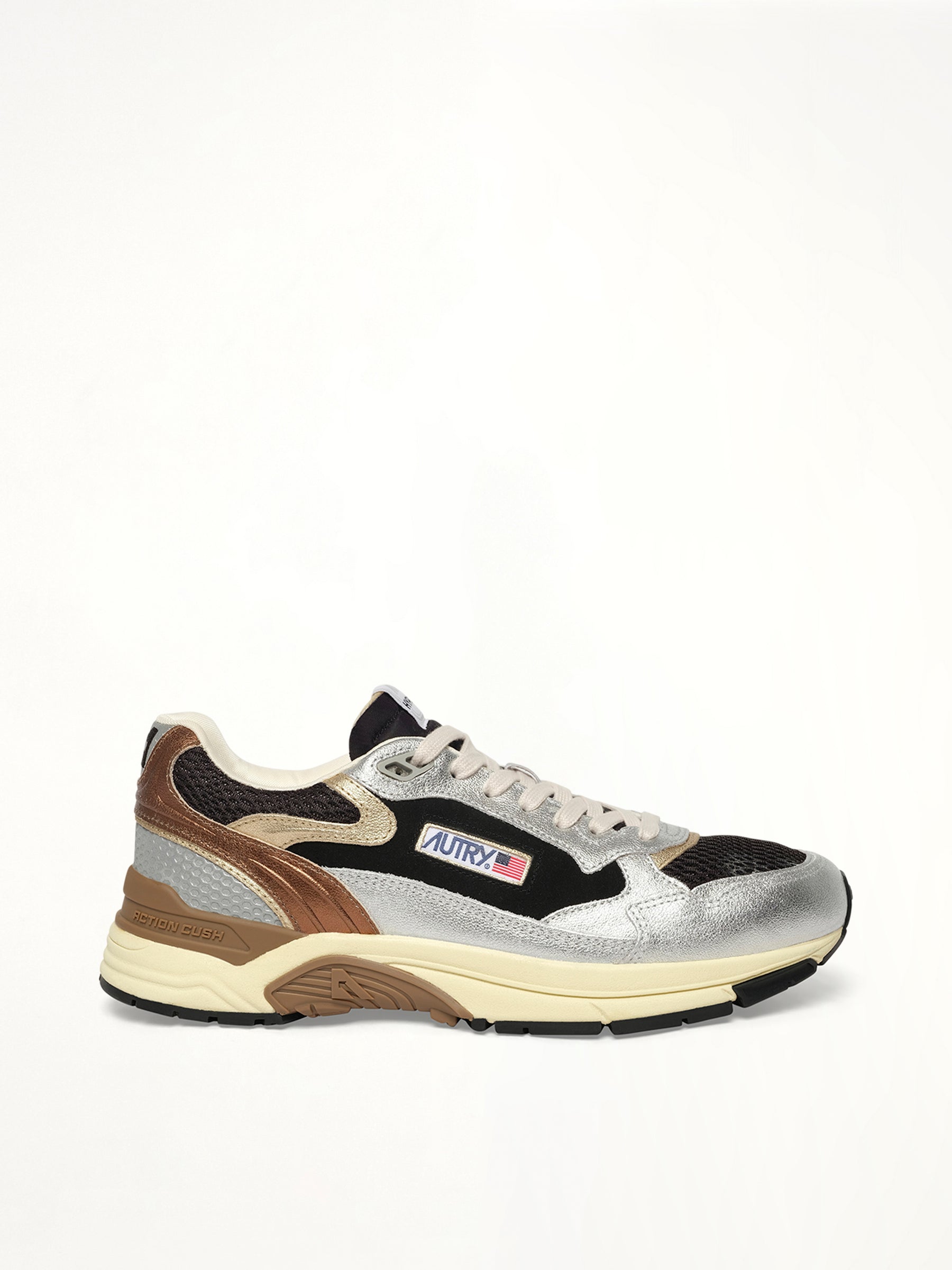 Hyperway Low Sneaker in Silver/Black Side View | AUTRY