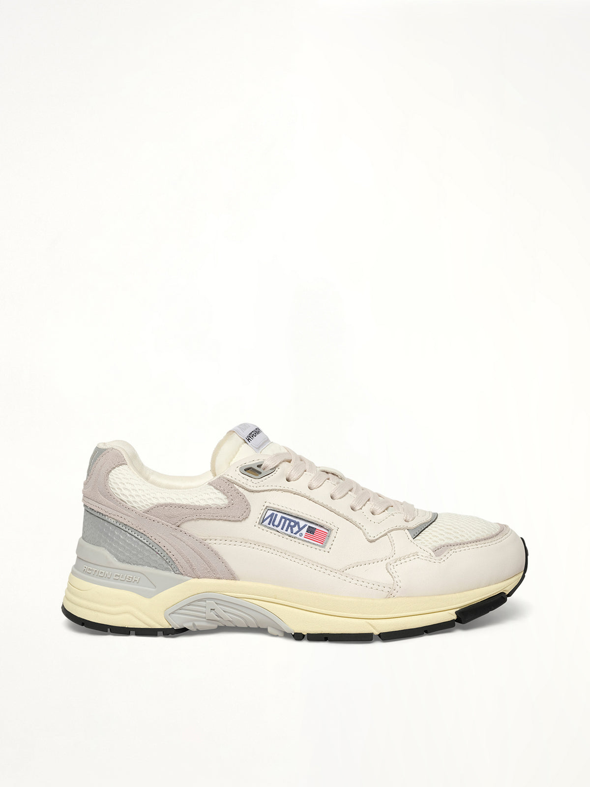 Hyperway Low Sneaker in White/Grey Side View | AUTRY