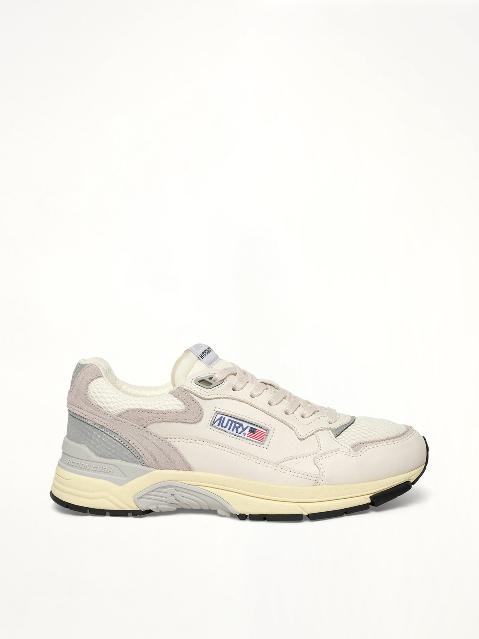 Hyperway Low Sneaker in White/Grey Side View | AUTRY