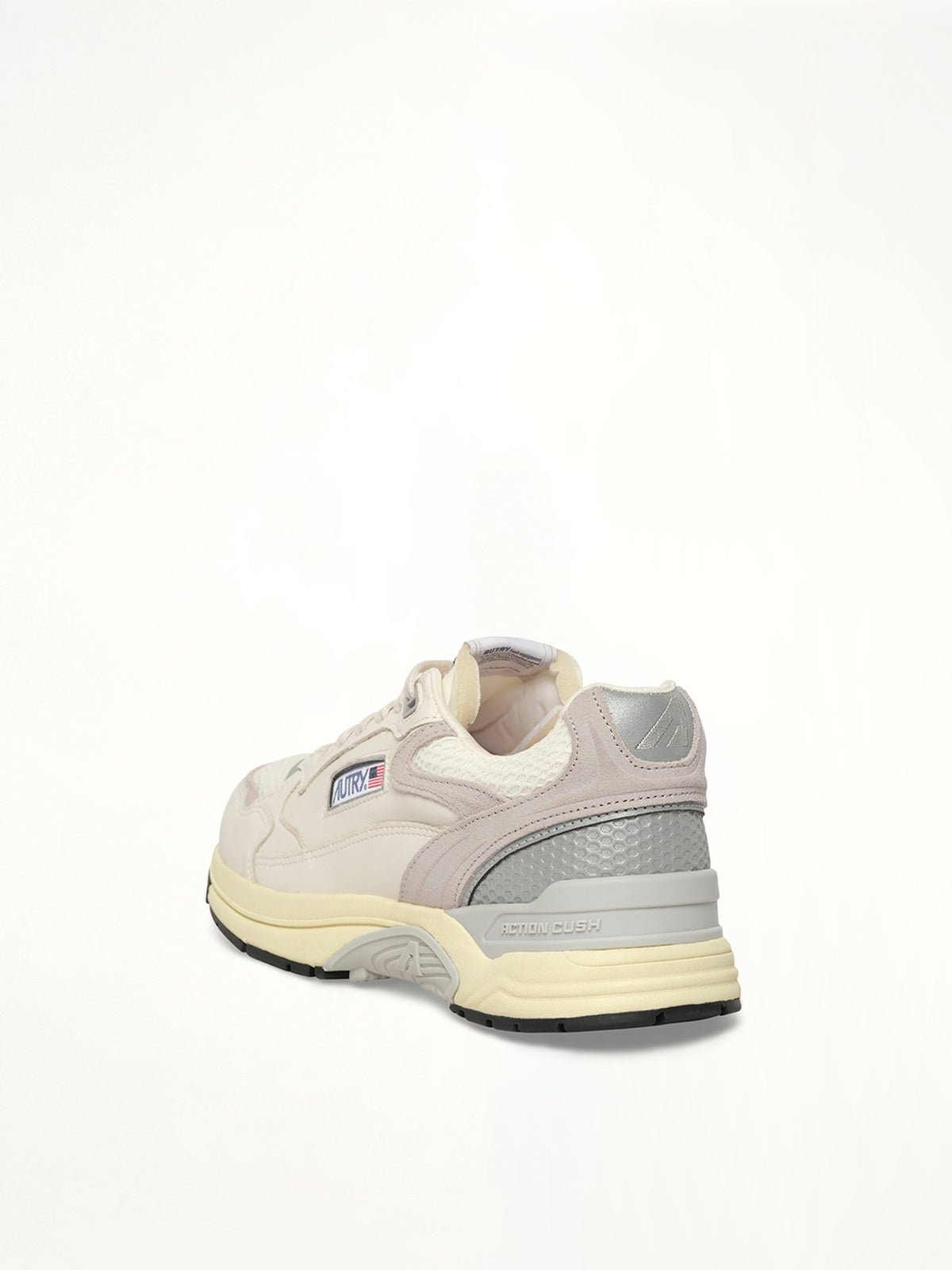Hyperway Low Sneaker in White/Grey Back View | AUTRY