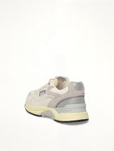Hyperway Low Sneaker in White/Grey Back View | AUTRY