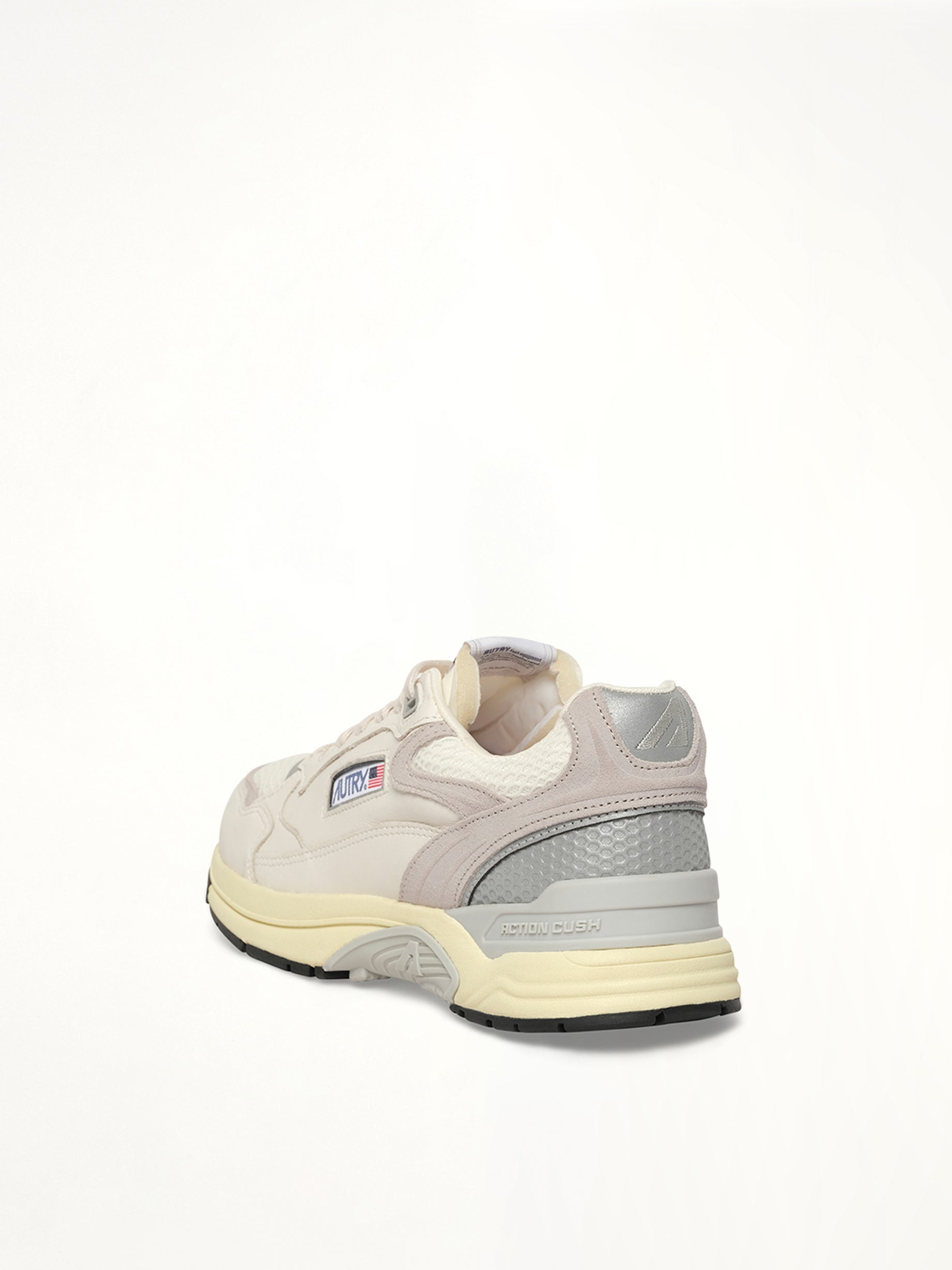 Hyperway Low Sneaker in White/Grey Back View | AUTRY