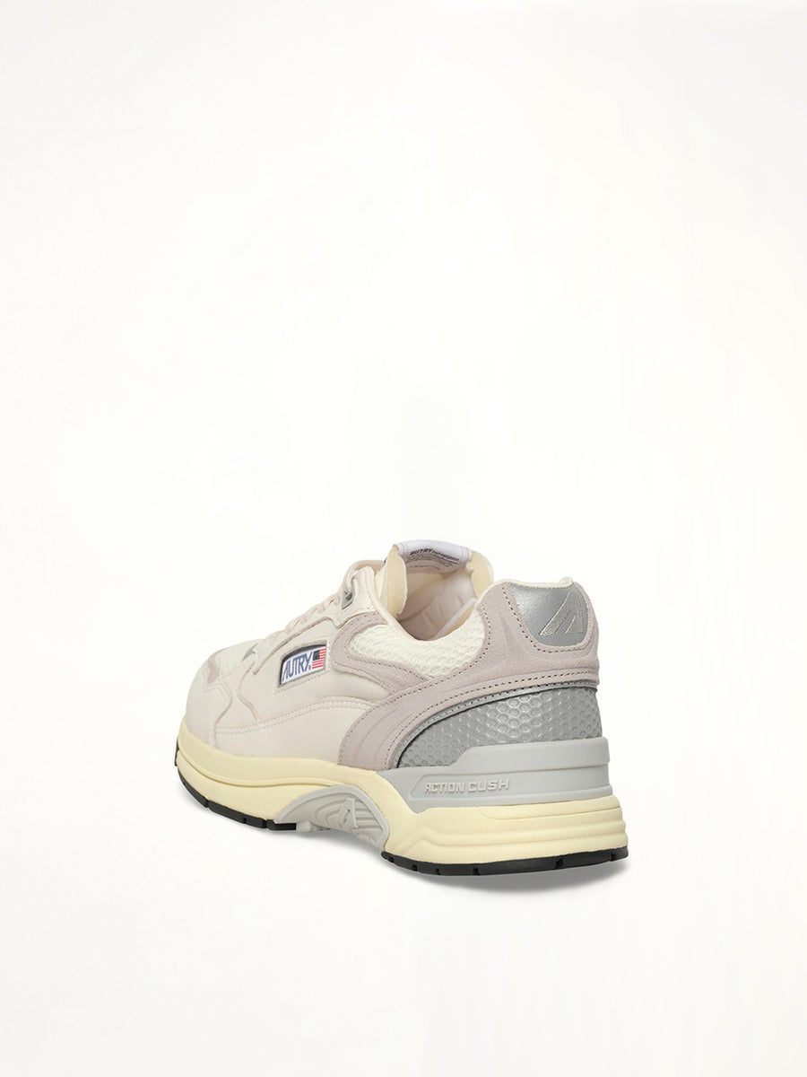 Hyperway Low Sneaker in White/Grey Back View | AUTRY