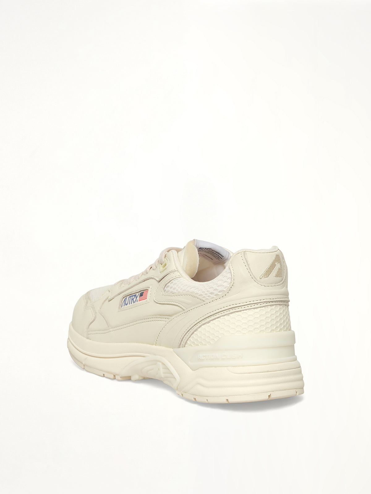 Hyperway Low Sneaker in White/White Back View | AUTRY