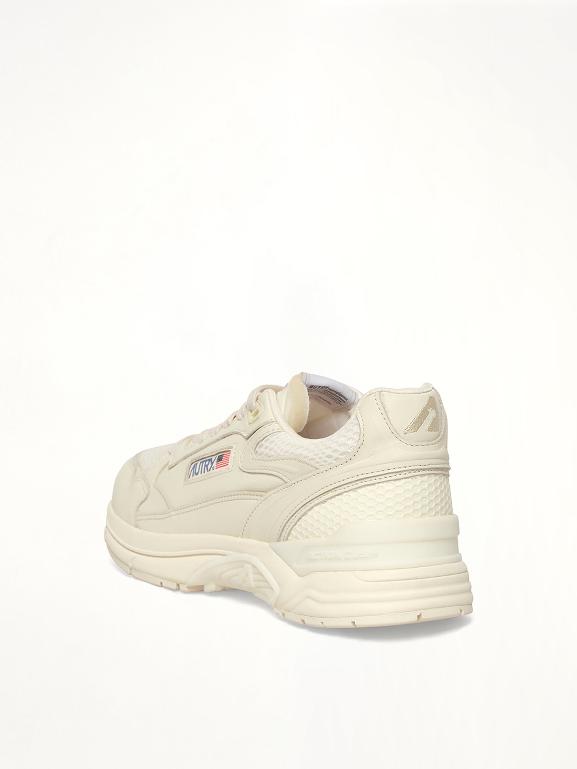 Hyperway Low Sneaker in White/White Back View | AUTRY