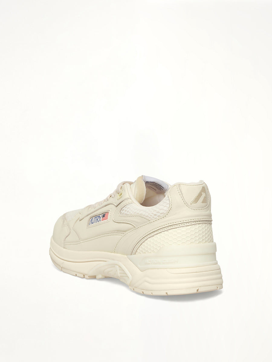 Hyperway Low Sneaker in White/White Back View | AUTRY