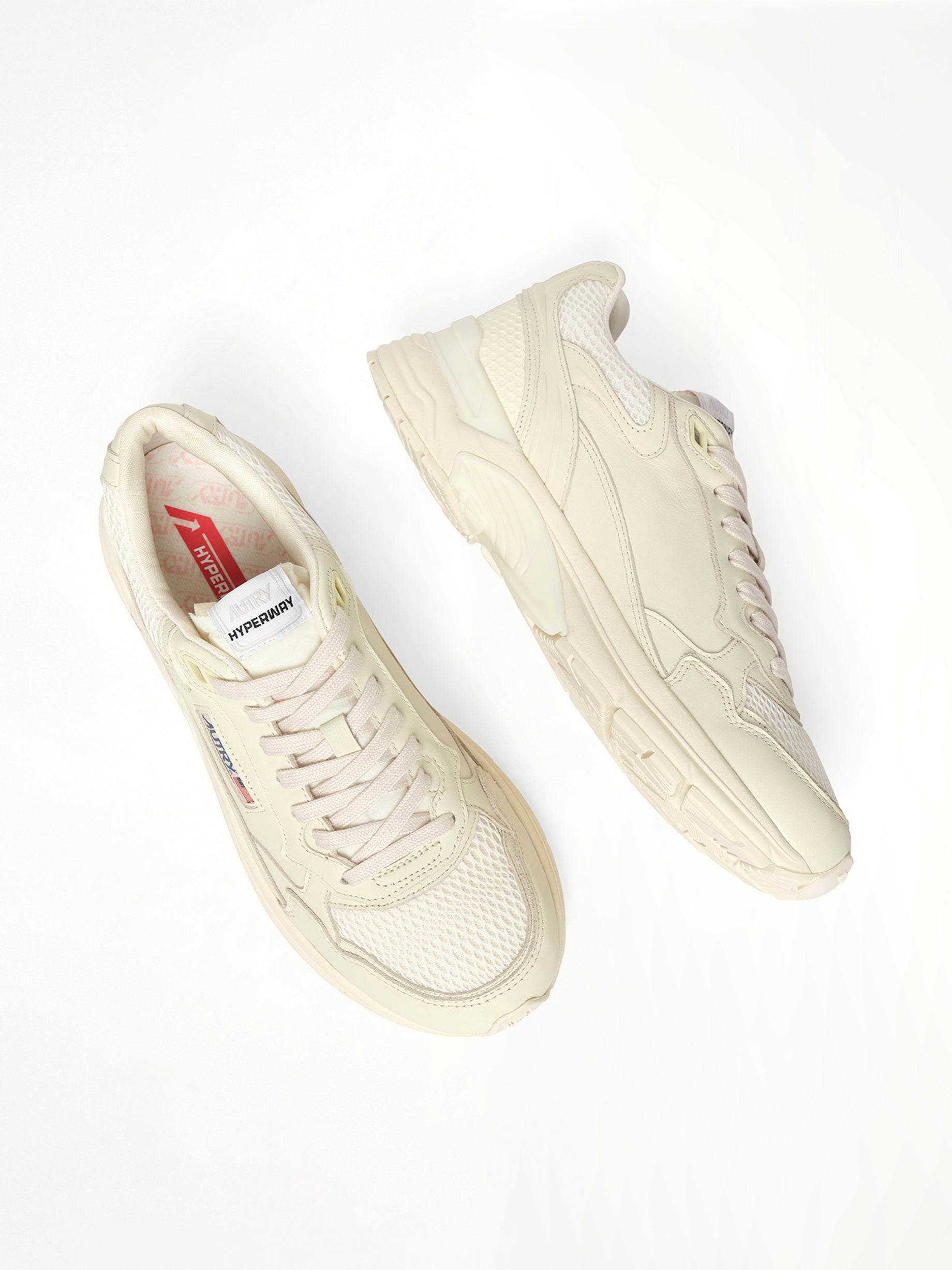 Hyperway Low Sneaker in White/White Top View | AUTRY
