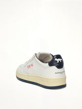 Maison Kitsune Medalist Sneaker in White/Blue Back View | AUTRY