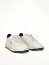 Maison Kitsune Medalist Sneaker in White/Blue Front View | AUTRY