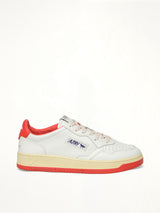 Maison Kitsune Medalist Sneaker in White/Red Side View | AUTRY