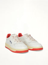 Maison Kitsune Medalist Sneaker in White/Red Front View | AUTRY