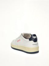 Maison Kitsune Medalist Sneaker in White/Blue Back View | AUTRY