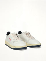Maison Kitsune Medalist Sneaker in White/Blue Front View | AUTRY