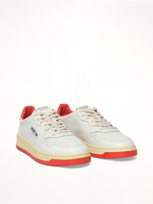 Maison Kitsune Medalist Sneaker in White/Red
