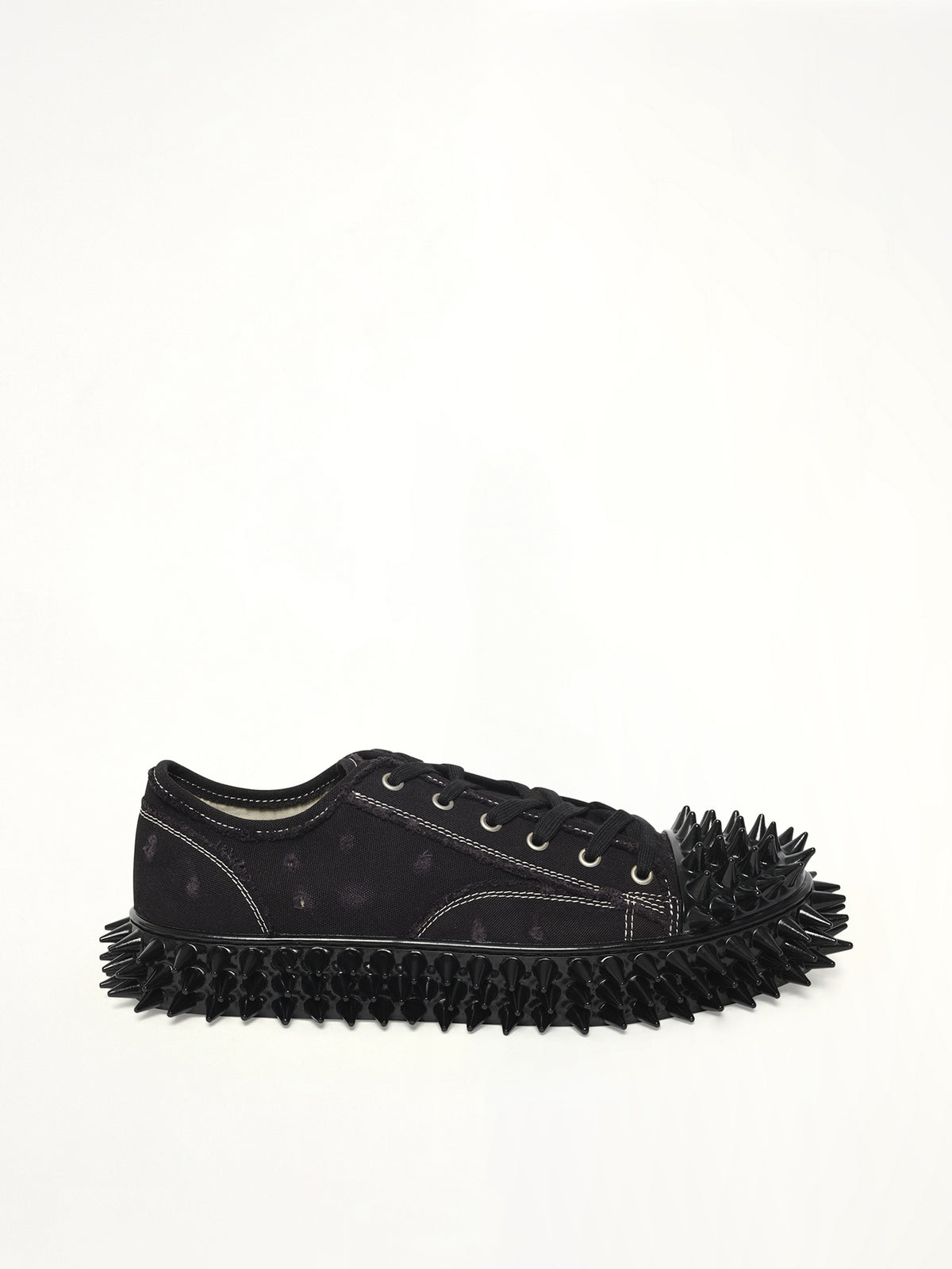 Spiky Canvas Sneaker in Black Side View | DOUBLET