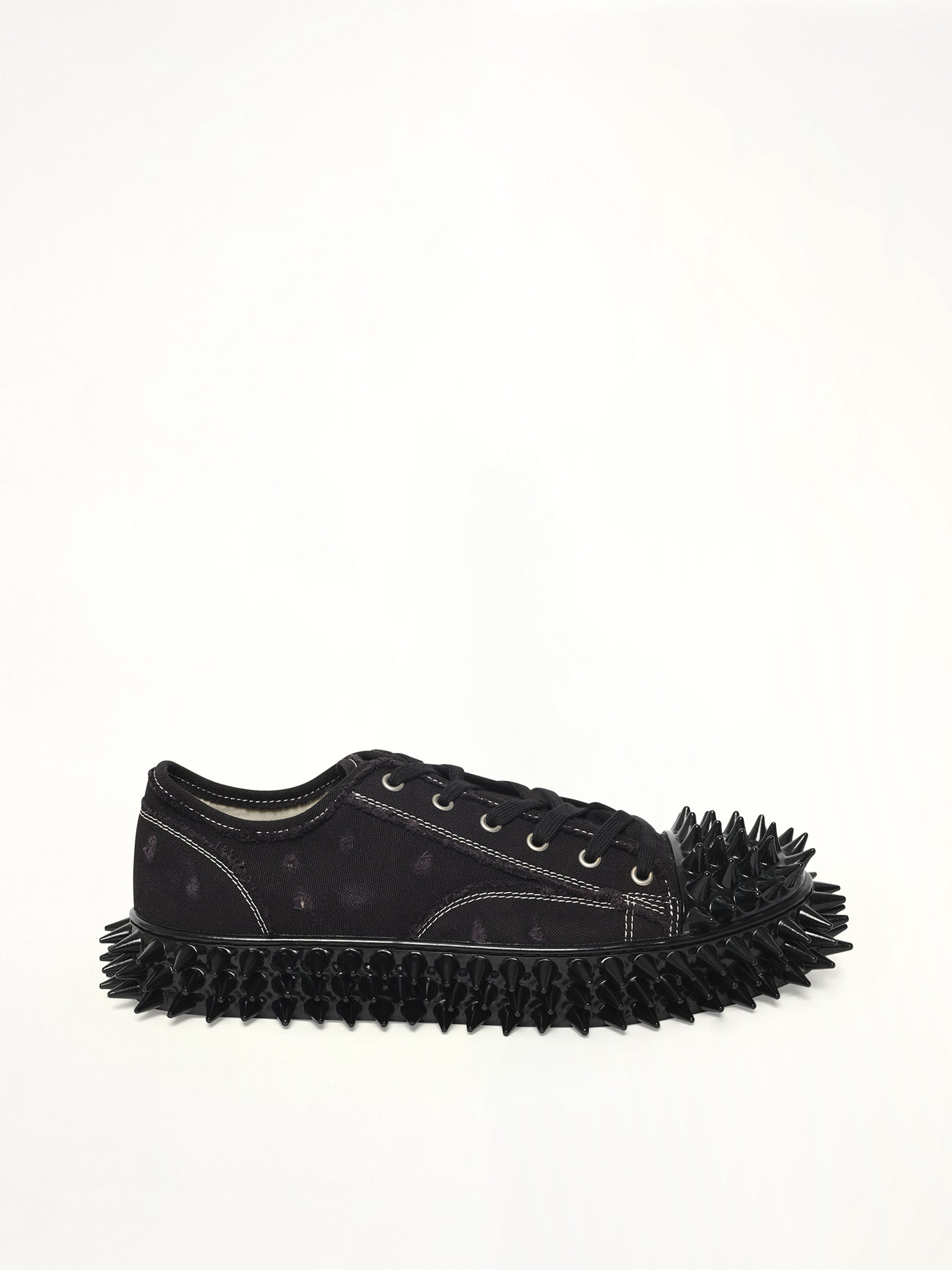 Spiky Canvas Sneaker in Black Side View | DOUBLET