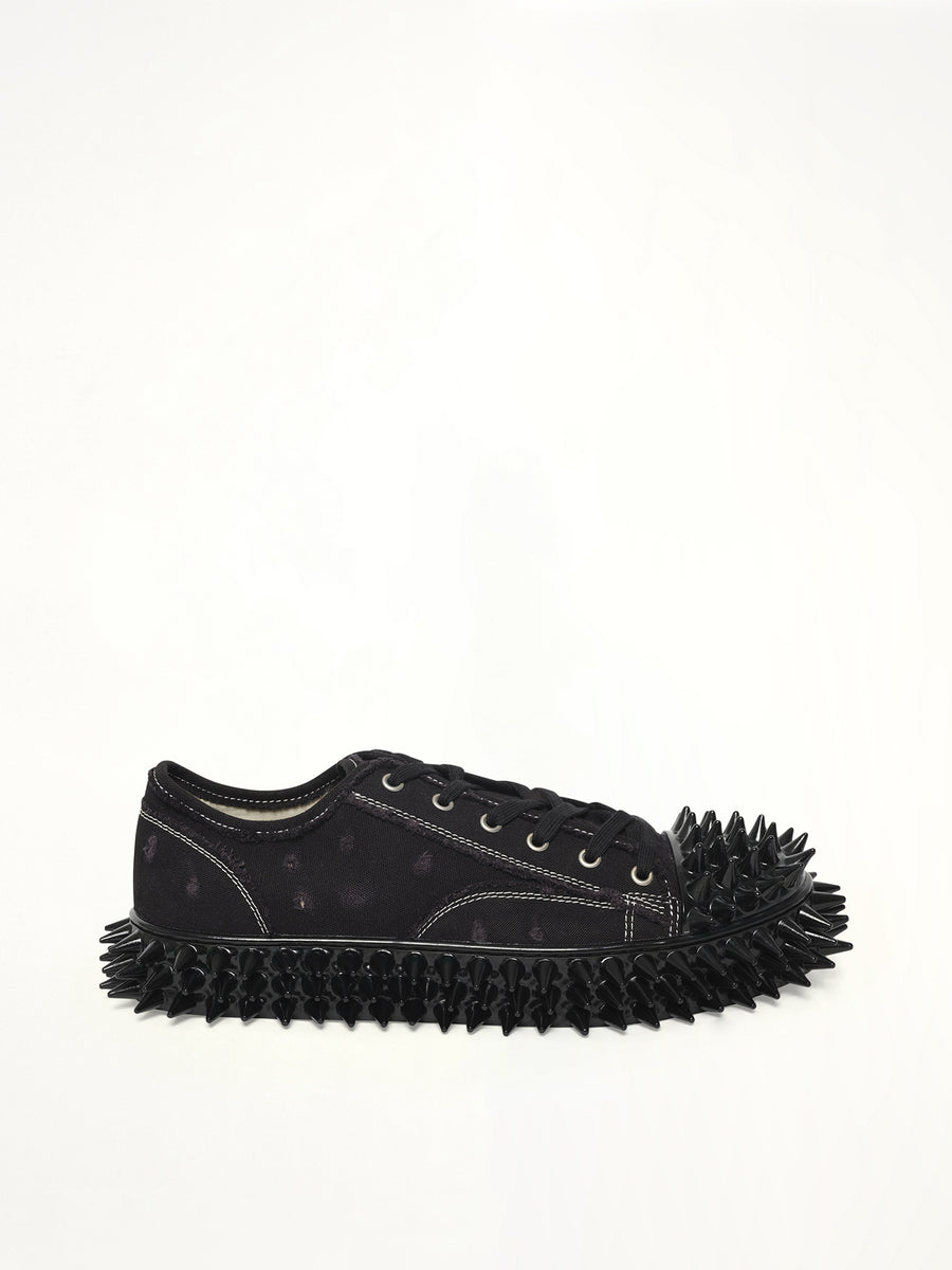 Spiky Canvas Sneaker in Black Side View | DOUBLET