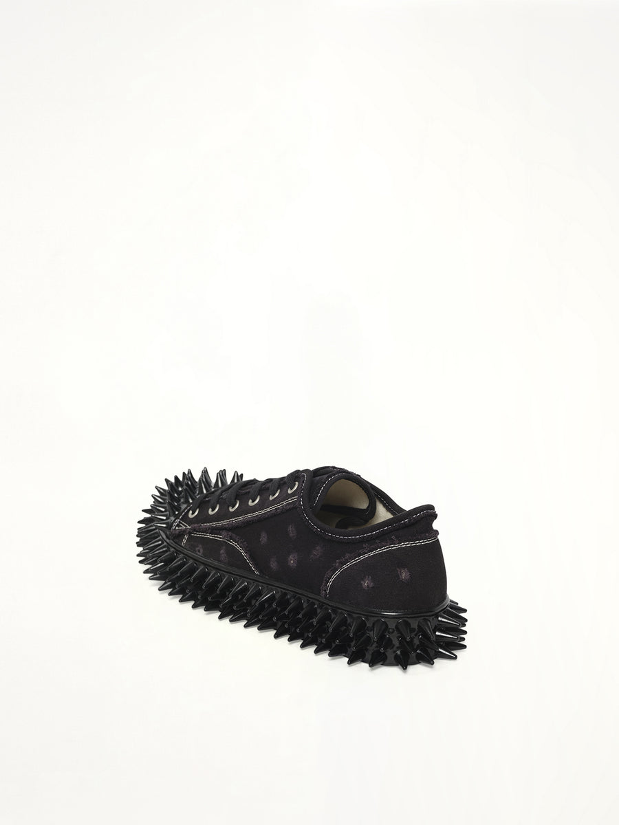 Spiky Canvas Sneaker in Black Back View | DOUBLET