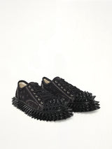 Spiky Canvas Sneaker in Black Front View | DOUBLET
