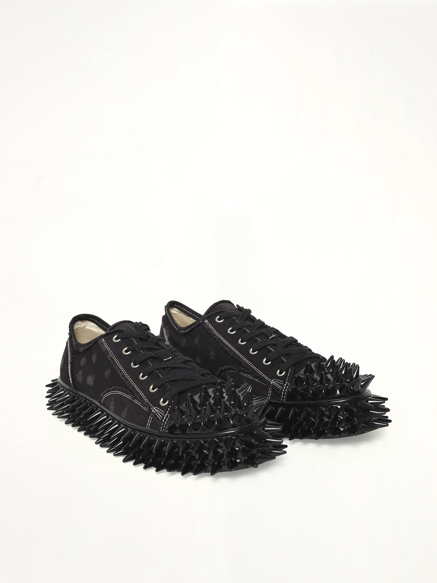 Spiky Canvas Sneaker in Black Front View | DOUBLET