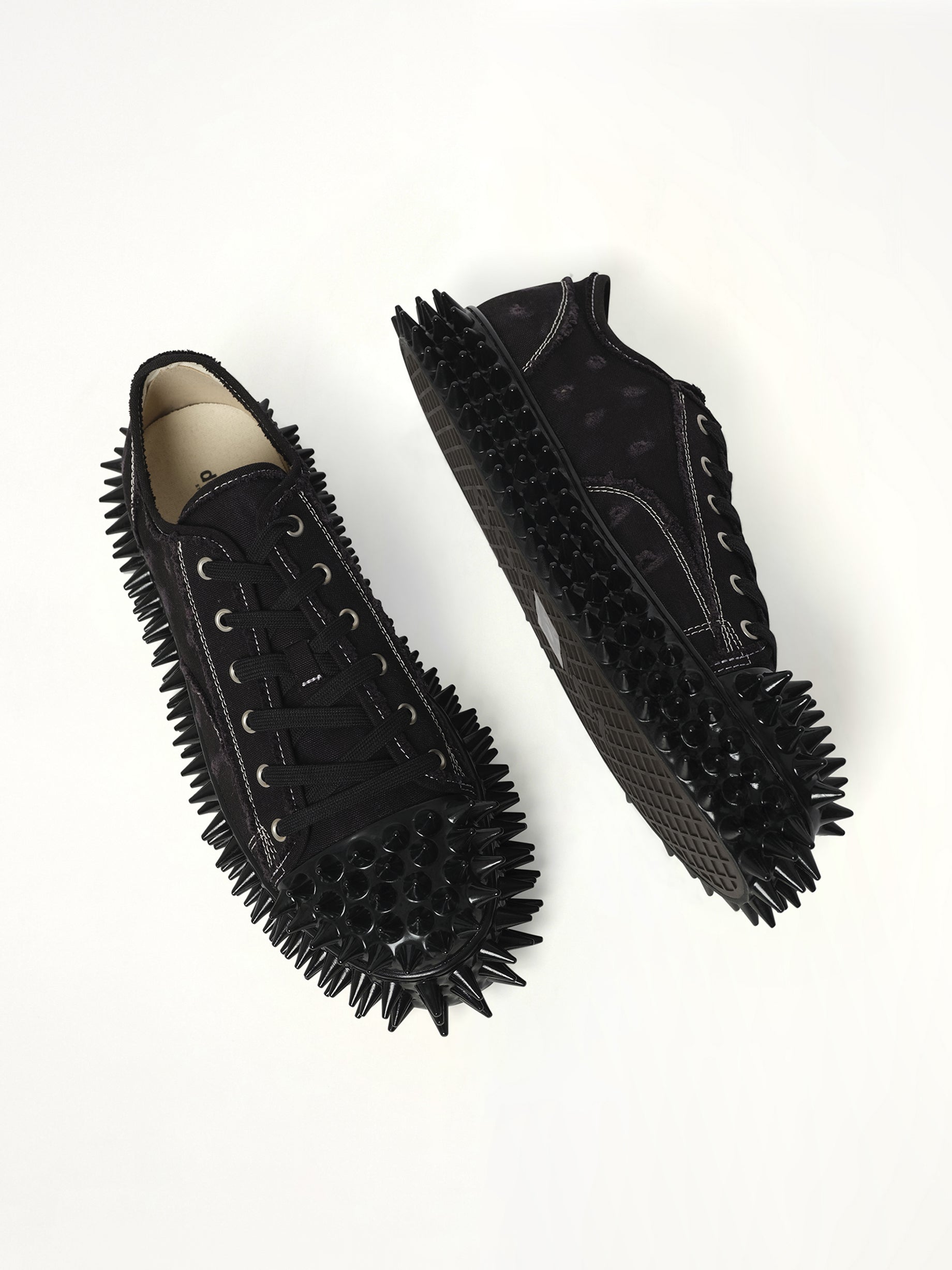 Spiky Canvas Sneaker in Black Top View | DOUBLET