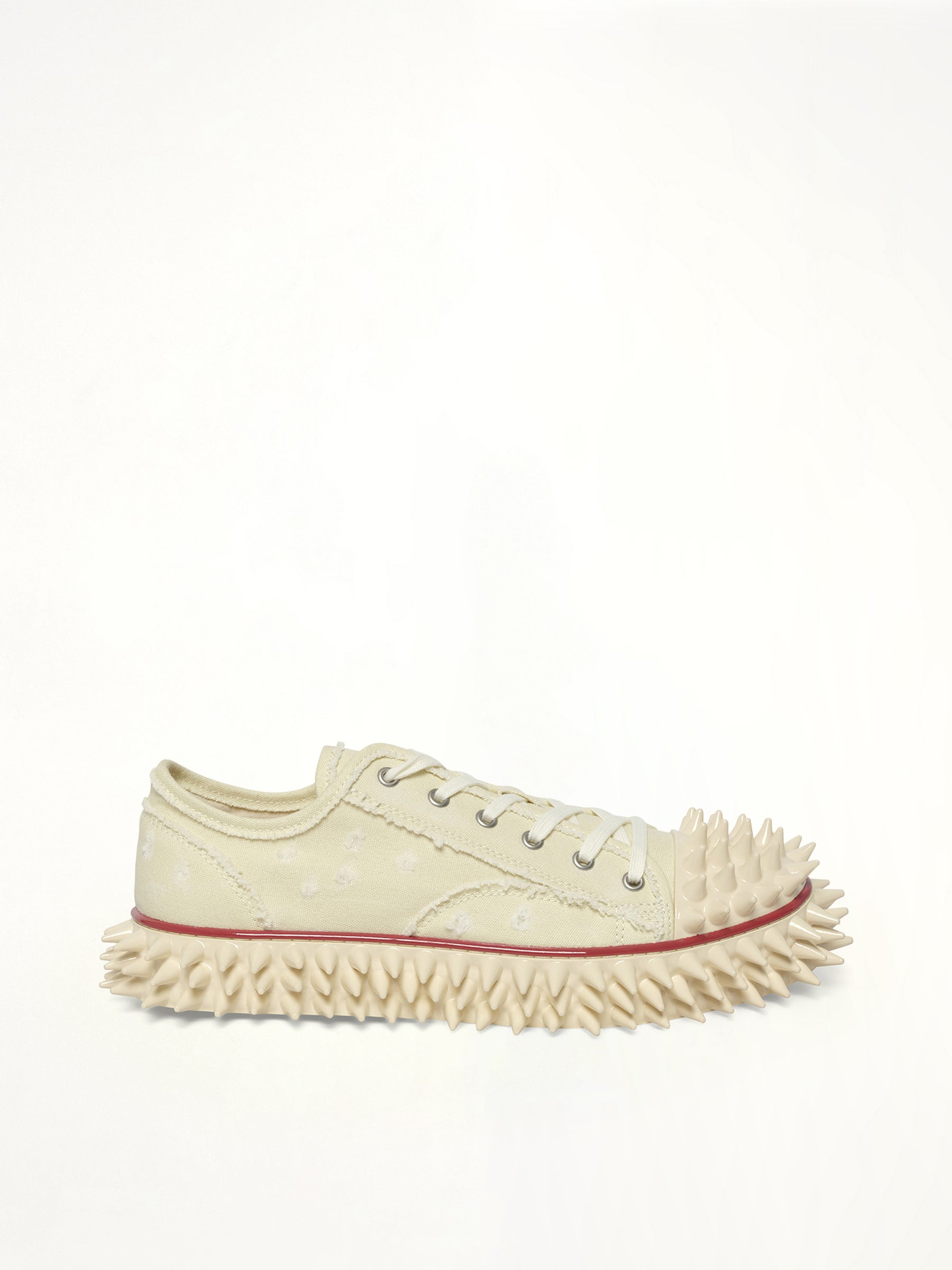Spiky Canvas Sneaker in Ivory Side View | DOUBLET