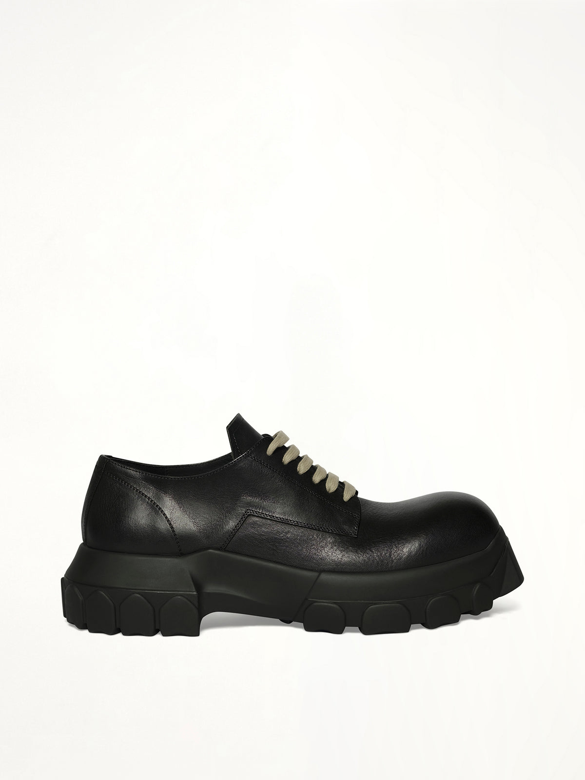 Laceup Bozo Tractor in Black Side View | RICK OWENS