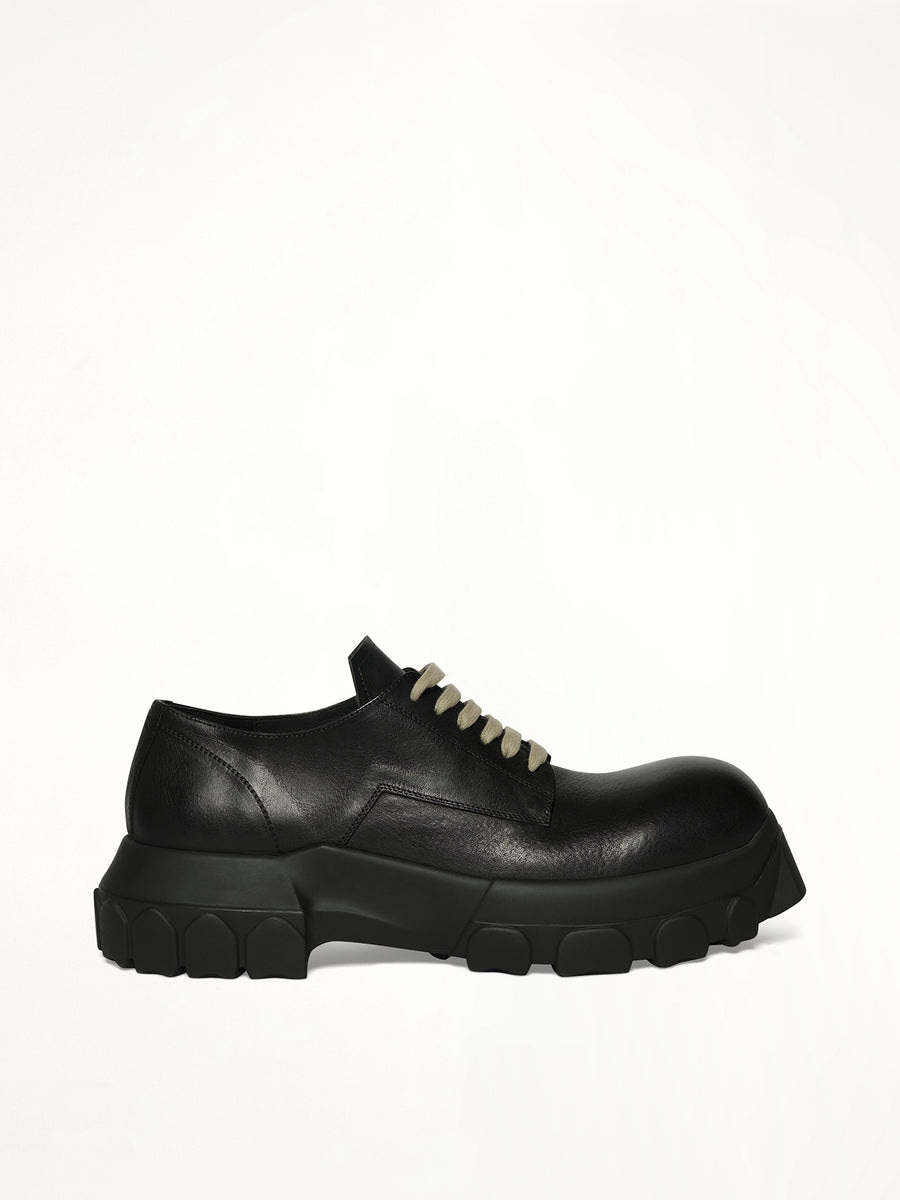 Laceup Bozo Tractor in Black Side View | RICK OWENS
