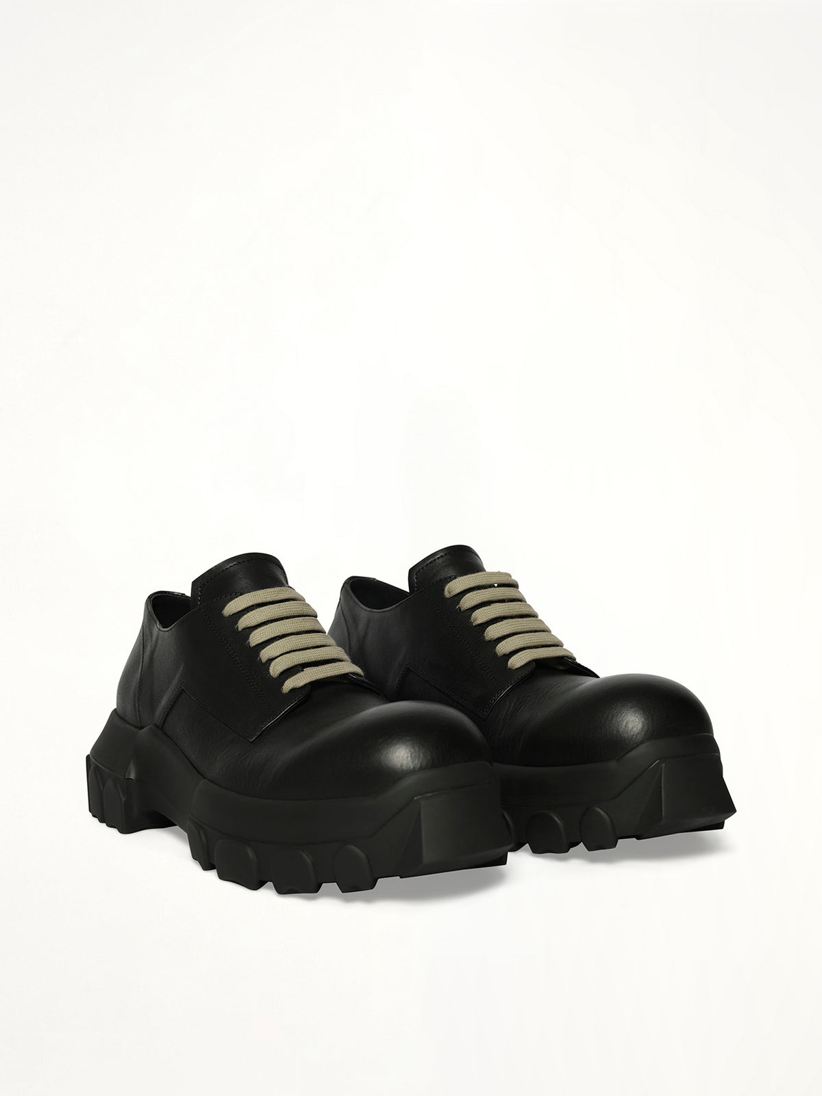 Laceup Bozo Tractor in Black Front View | RICK OWENS