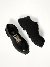 Laceup Bozo Tractor in Black Top View | RICK OWENS