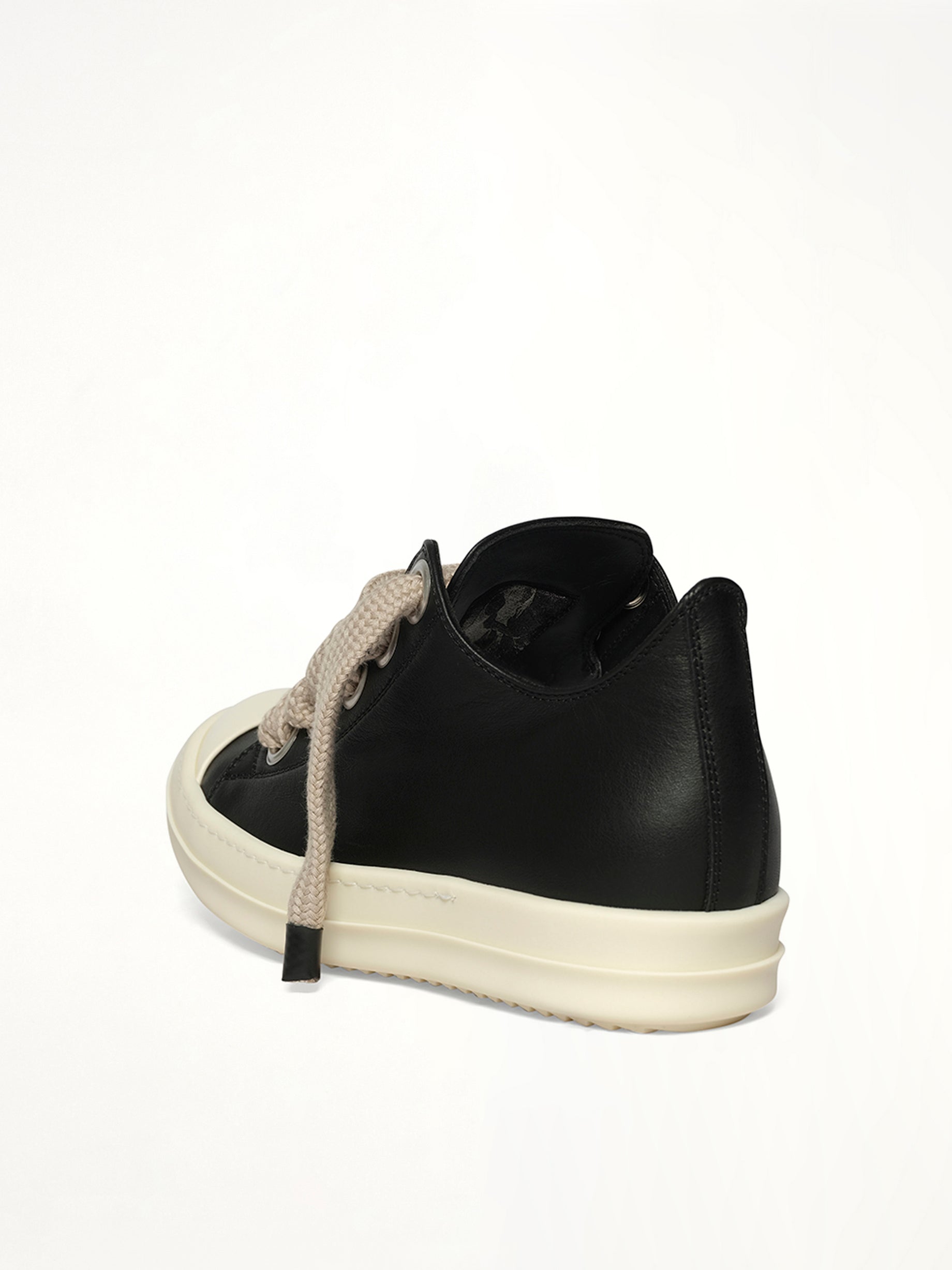 Jumbolace Low Sneaks in Black/Milk/Milk Back View | RICK OWENS