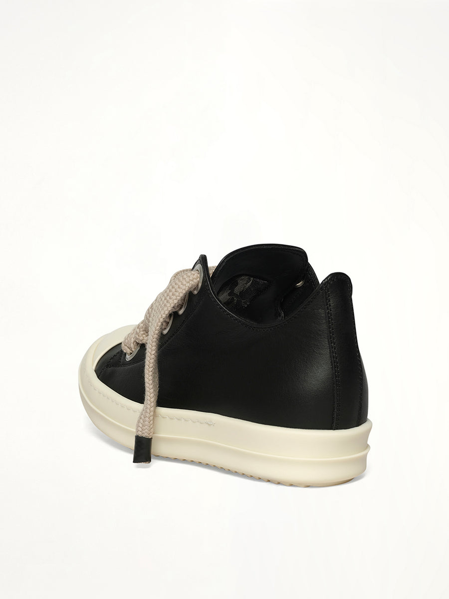 Jumbolace Low Sneaks in Black/Milk/Milk Back View | RICK OWENS