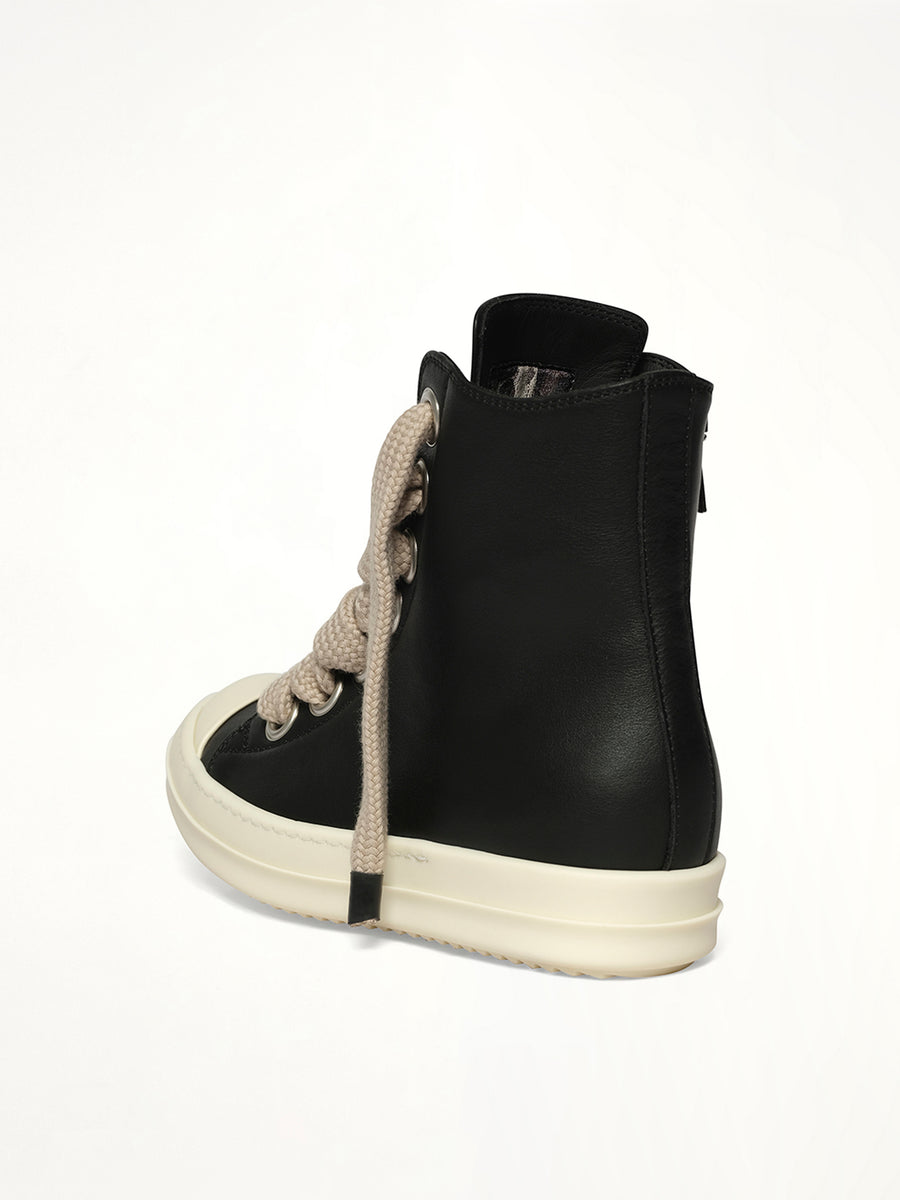 Jumbolace Sneaks in Black/Milk/Milk Back View | RICK OWENS