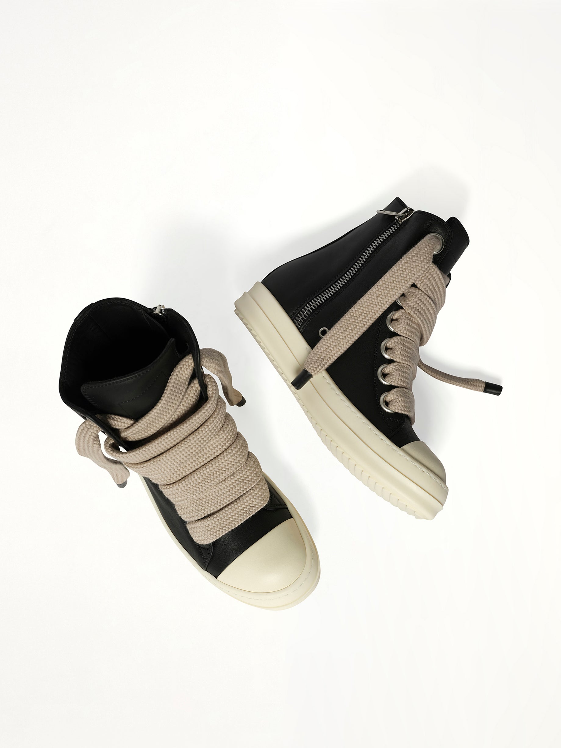 Jumbolace Sneaks in Black/Milk/Milk Top View | RICK OWENS