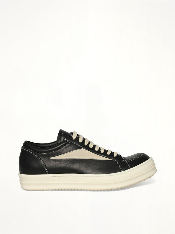 Vintage Sneaks in Black/Milk/Milk Side View | RICK OWENS