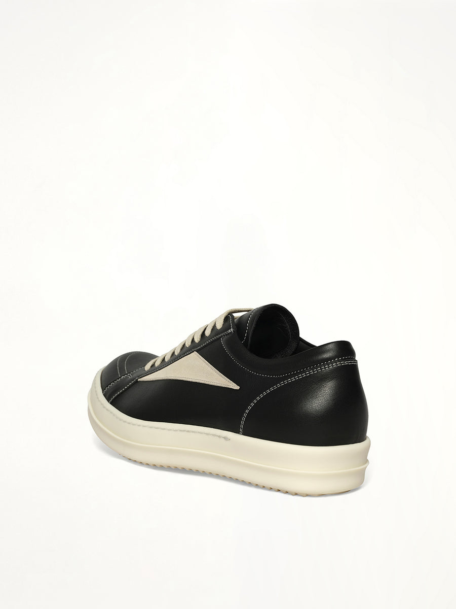 Vintage Sneaks in Black/Milk/Milk Back View | RICK OWENS