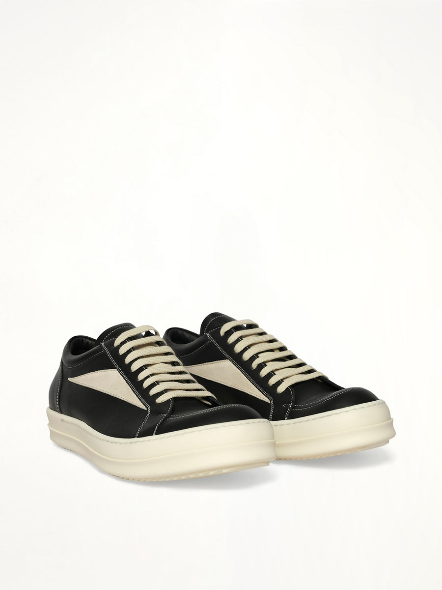 Vintage Sneaks in Black/Milk/Milk Front View | RICK OWENS