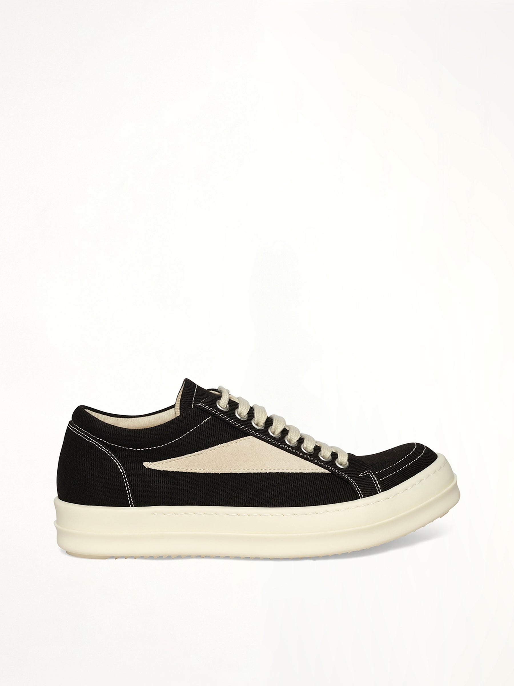 Vintage Sneaks in Black/Milk/Milk Side View | RICK OWENS DRKSHDW