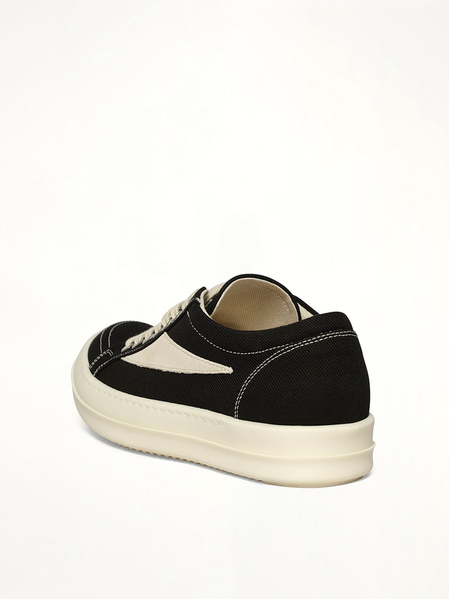 Vintage Sneaks in Black/Milk/Milk Back View | RICK OWENS DRKSHDW