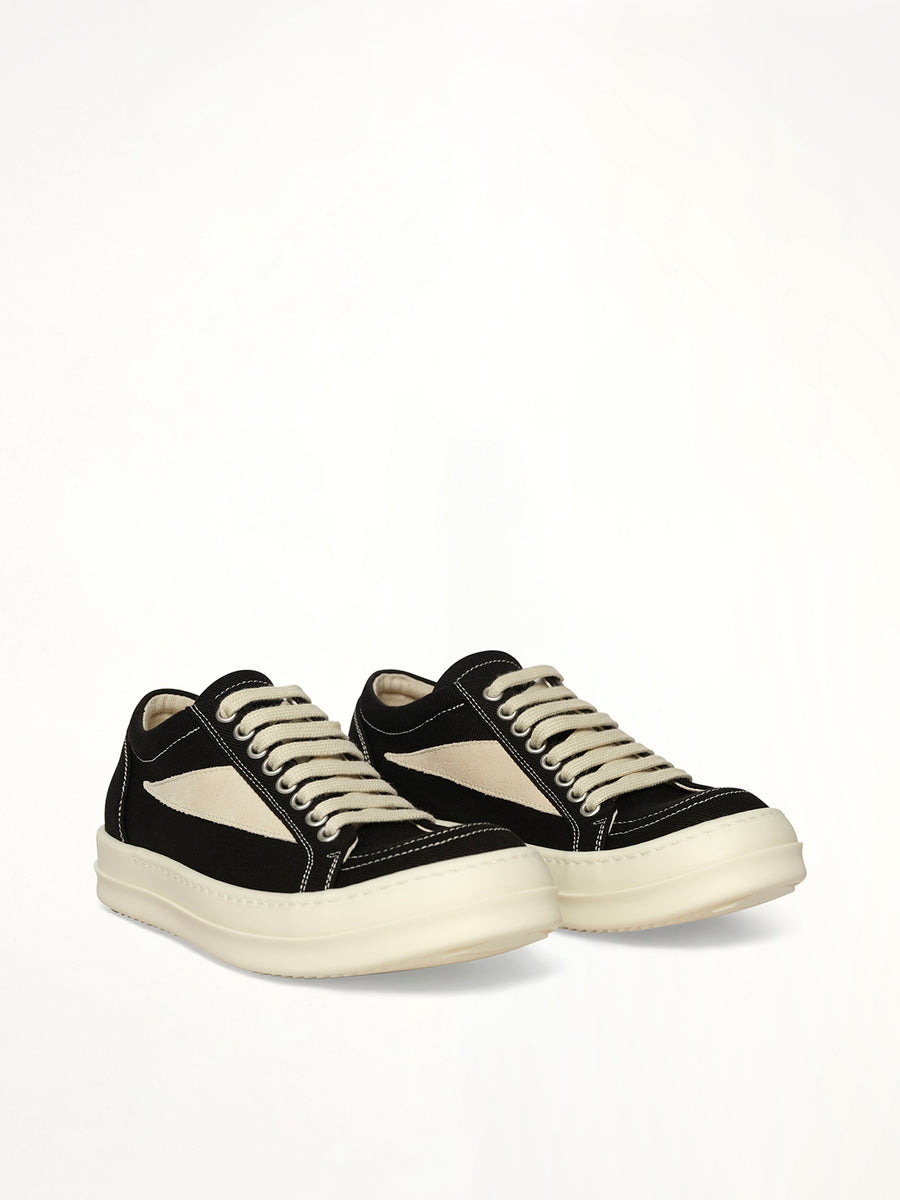 Vintage Sneaks in Black/Milk/Milk Front View | RICK OWENS DRKSHDW