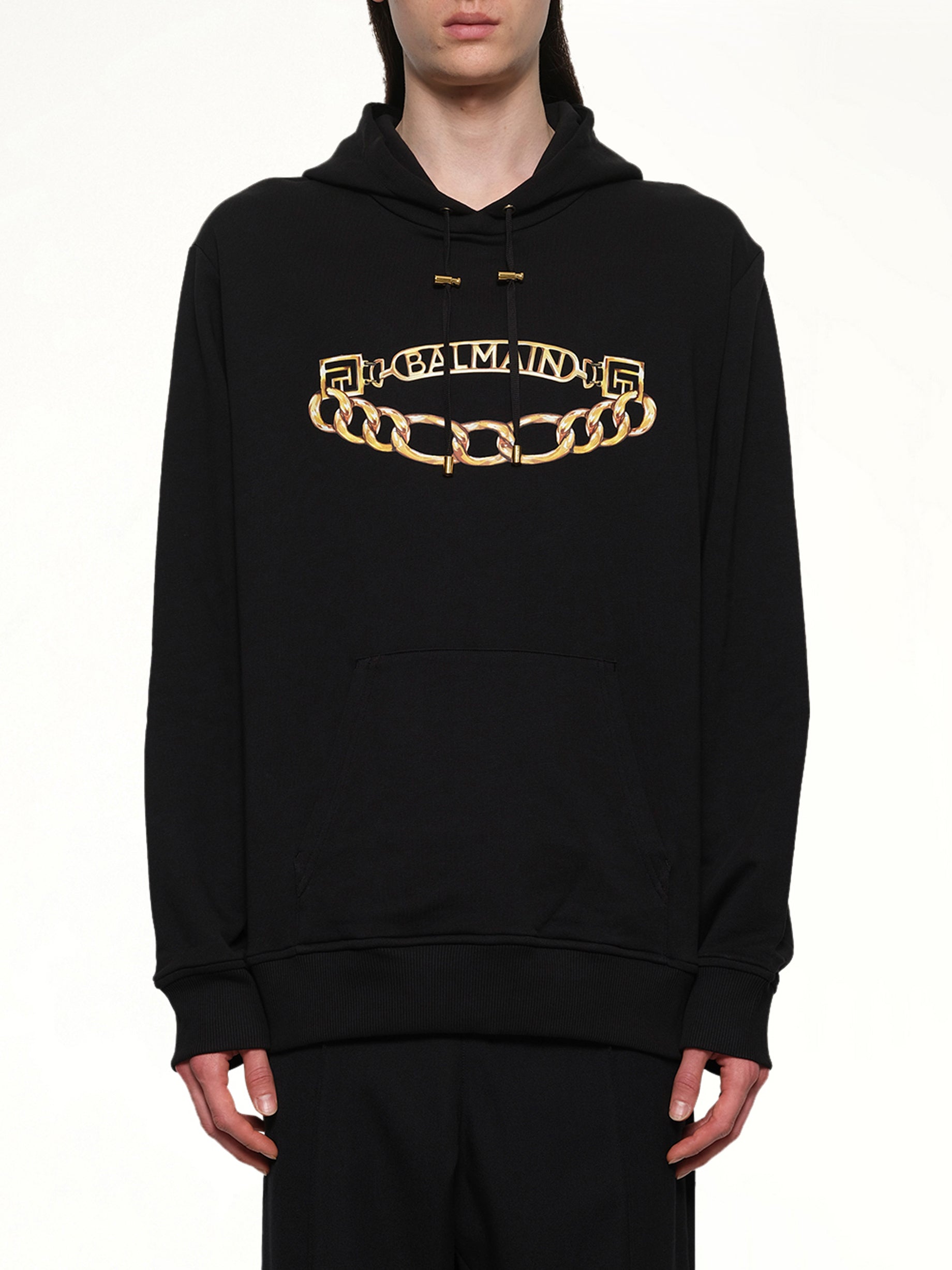 Balmain Chian Logo Hoodie in Black/Gold
