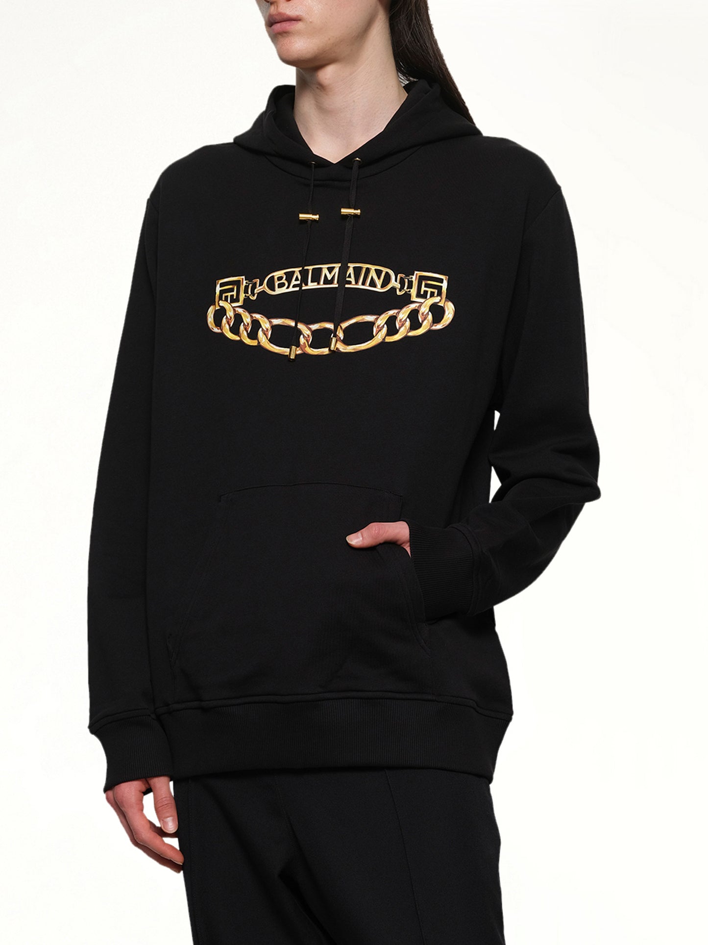 Balmain Chian Logo Hoodie in Black/Gold