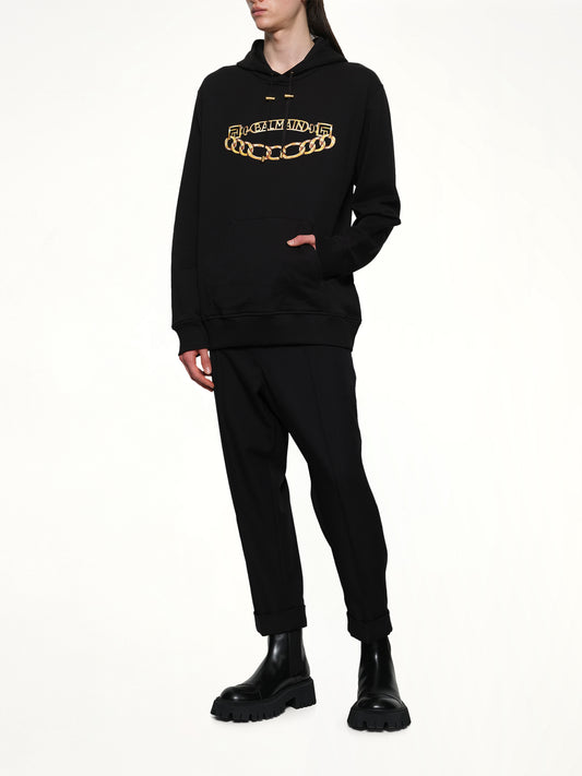 Balmain Chian Logo Hoodie in Black/Gold